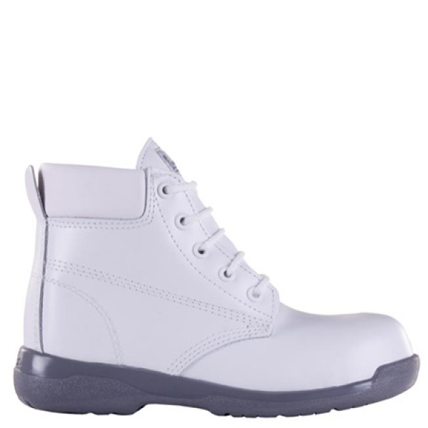 Bot&iacute;n Seguridad Dama; Blanco, Suela Celeste P.U Diel&eacute;ctrico